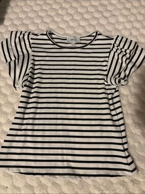 Emelia Black & White Striped Short Sleeve Top